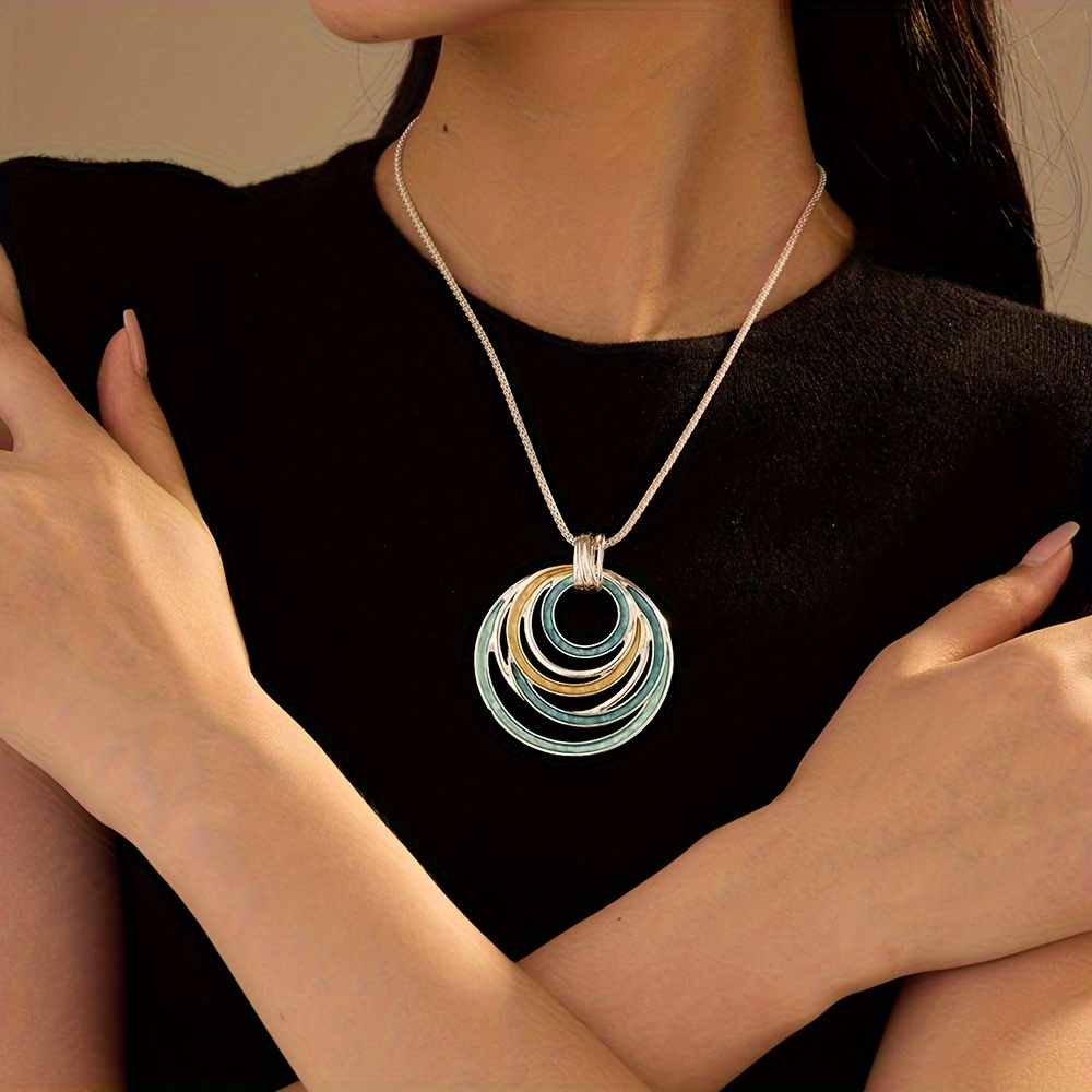 Bohemian Enamel Round Pendant Necklace
